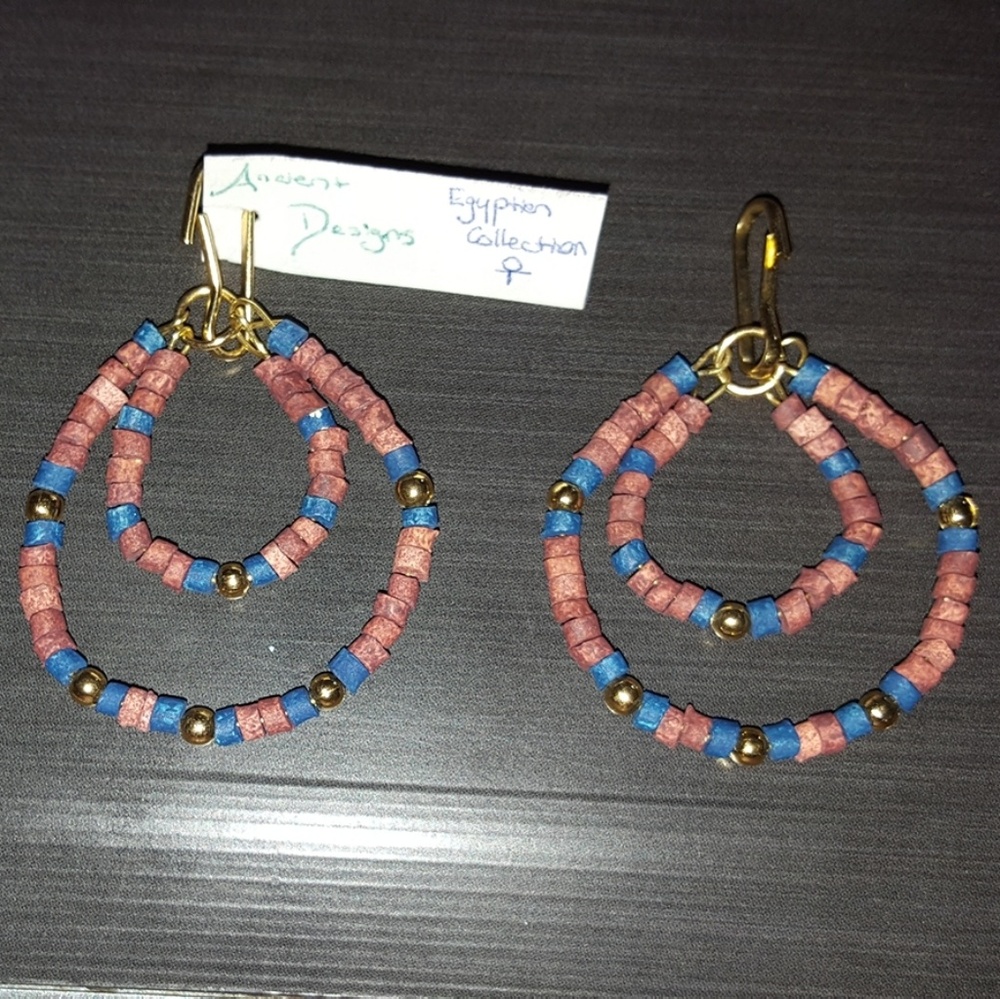 Egyptian style faience bead earrings